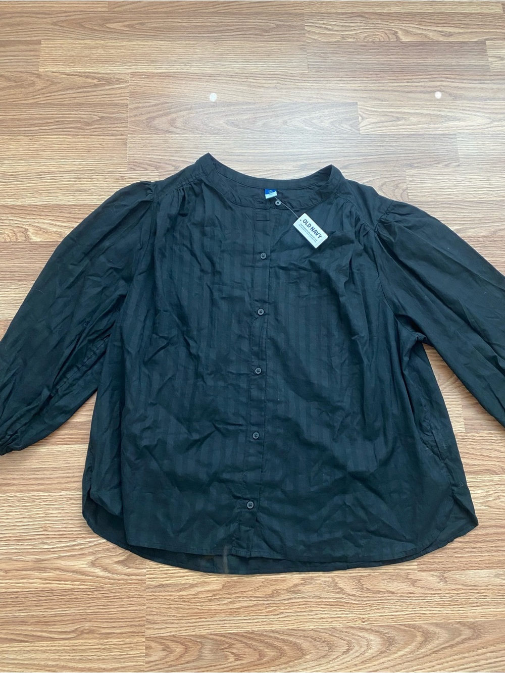 Black Button-Front Top